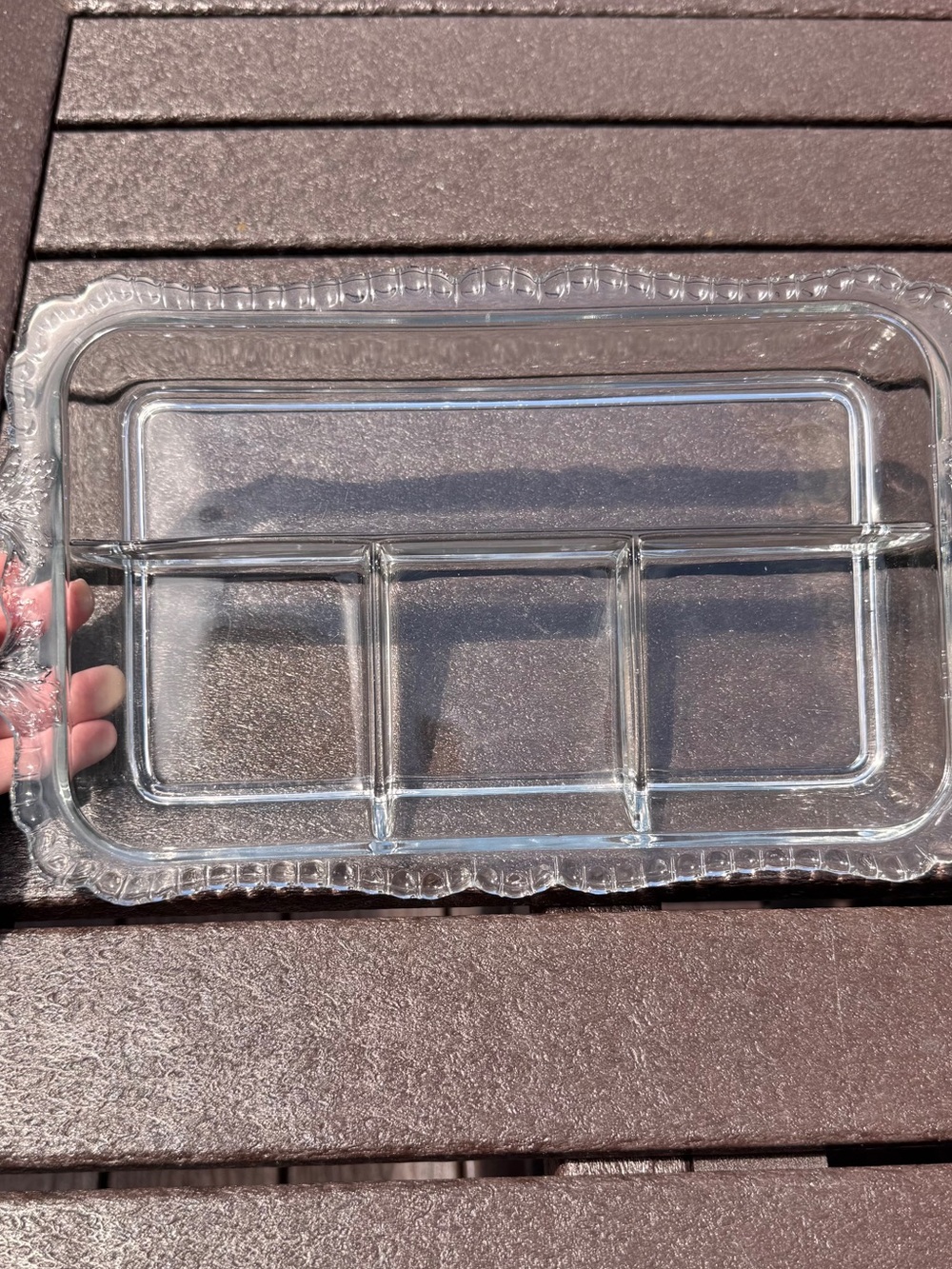 Vintage Glass Divided Serving Tray - Rectangular